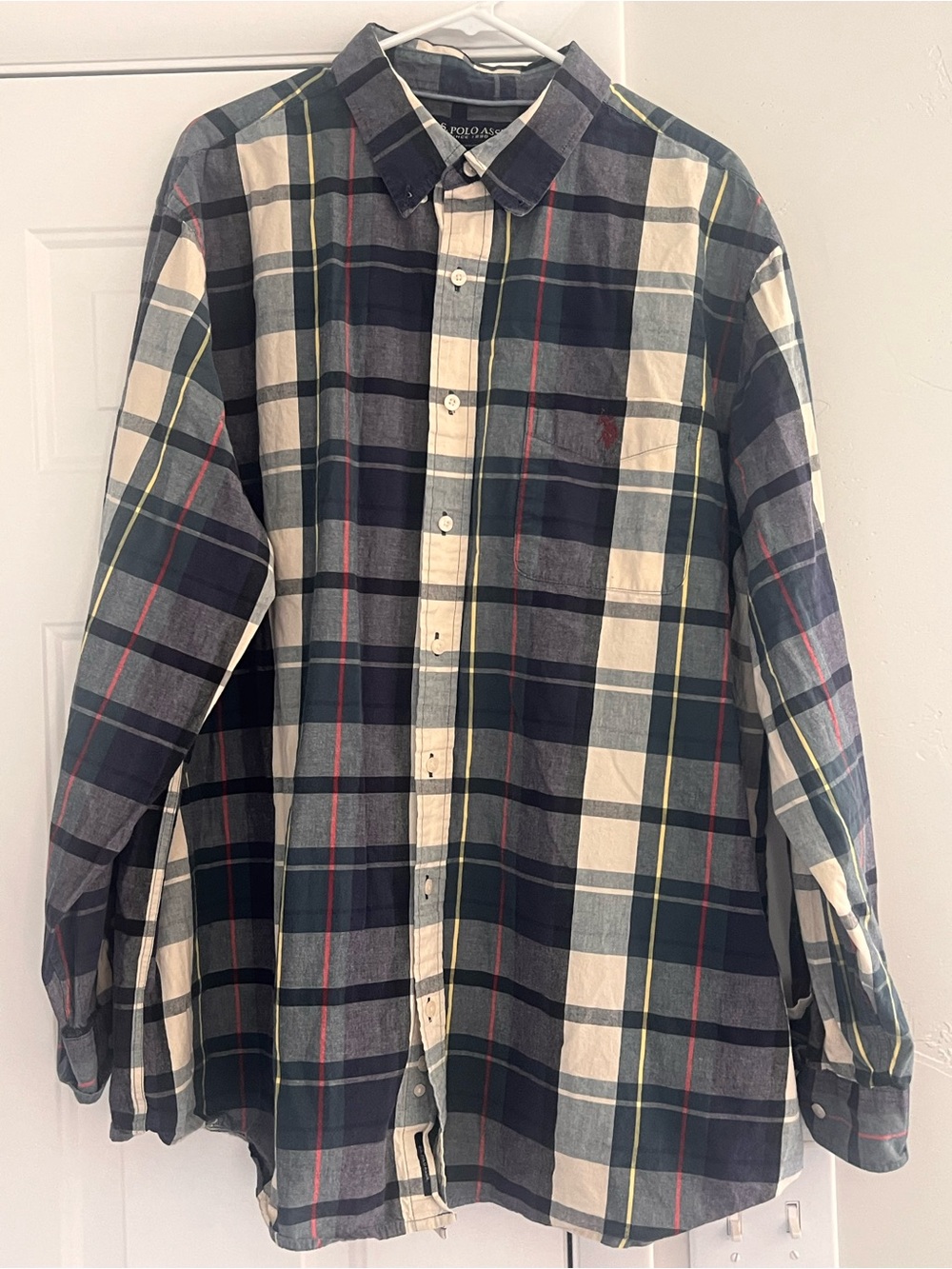 U.S. Polo Assn. Navy, Cream & Yellow Plaid Button-Down Shirt